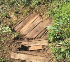 D&eacute;but de r&eacute;novation de l'escalier, au d&eacute;part avec des bouts de planche