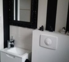 Wc bas ,le bloc chasse d eau attend les carreaux noir , en 2017