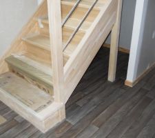 Sous l'escalier. Le grand placard à droite sera facile à faire, mais pour la partie gauche de l'escalier, va falloir faire preuve d'astuce pour créer un espace de rangement pratique.