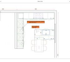 Plan et projection de la cuisine faite par Signatures Cuisine à Rixheim