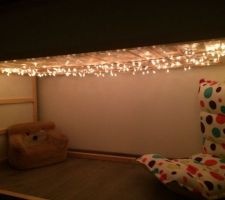 Surprise pour mon ange, lumières dans sa cabane sous son lit!!!