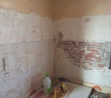 Mur apr&egrave;s avoir enlev&eacute; la fa&iuml;ence.