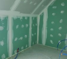 La salle de bain de SH 8.35m2 en placco hydrofuge vert ...belle surface?