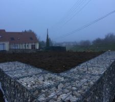 Mur en gabion en vue rapproch&eacute;e