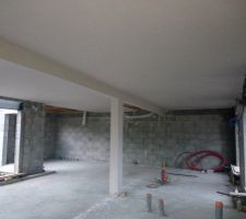 Projection du plâtre au plafond