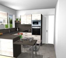 Toujours chez Ixina la partie réservée à mes parents, cuisine et séjour.