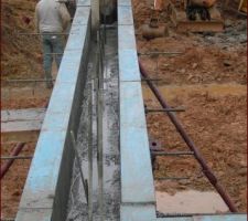 Coulage du béton dans le banche