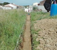 Les fouilles faites &agrave; la main 32m de long 50cm de large et 40 de profond avec des retours tout les 10m