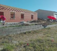 Montage des parpaings sous 35 degres