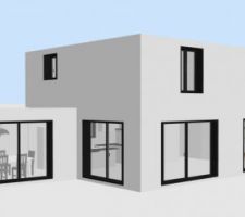 Simulation vue façade sud réalisée avec Sweet Home 3D