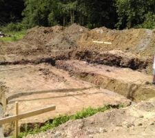 Coulage semelle béton pour fondation en terre-plein à 1,8m sous le TN