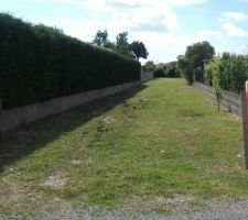 Chemin d 'acc&eacute;s 90 m puis le terrain au bout a droite , on voit la cime des arbres