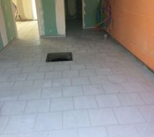 Nos carrelages... 
La même gamme dans la maison et la SDB mais en beige pour cette dernière et en gris pour le reste de la maison. Un carrelage plus simple dans le garage.