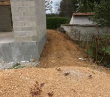 Remblai sur le côté ou plutôt on a étalé la bosse que formait la terre
Fait par nos soins