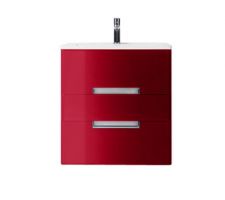 Meuble salle de bain simple vasque 60cm ; couleur rouge