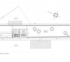 Plan descriptif du terrain et de l'implantation de la maison sur celui ci.