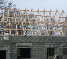 Mise en place de la charpente.....ca avance sans soucis particulier!!