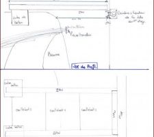 Schémas passerelle, vue de profil et de dessus