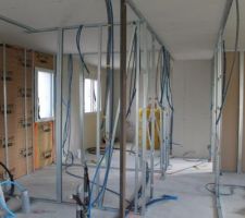 Pose des montants des cloisons int&eacute;rieures