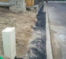 Raccordement électricité - Tranchée jusqu'au poteau et enrobé