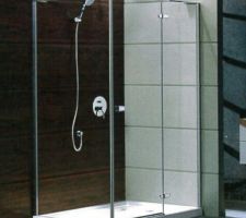 Paroi 90 cm et porte de douche pivotante avec partie fixe 120 cm