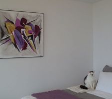 Voici mon dernier tableau ou j'ai mis du violet pour assortir à la chambre. On fait la déco avec les moyens du bord !!!