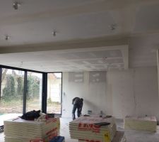 Installation du faux plafond du séjour