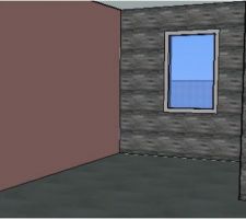 Simulation du bureau avec parement et peinture marsala