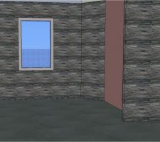 Simulation du bureau avec parement et peinture marsala