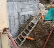 Drain orange avec graviers autour du vide sanitaire