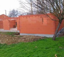 Elévation des murs vue depuis l'extérieur côté terrasse