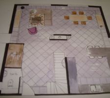 Calepinage pr&eacute;vu (sauf dans cuisine, tout en diagonale)