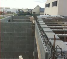 Pr&eacute;paration pour la dalle de l'&eacute;tage.