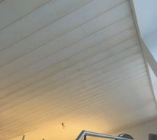 Pose du lambris au plafond