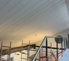 Pose du lambris au plafond