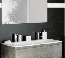 Meuble double vasque Gris Sciée de chez Discac pour la salle de bain des enfants