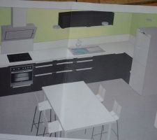 Cuisiniste allemand. Facades laquées et plan de travail en quartz.