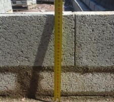 Hauteur du vide sanitaire, une rangée de parpaing de 16 cm de haut par 10 cm de large en position couché, et la planelle qui fait 15 cm