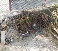 Les déchets éparpillés sur le terrain et le reste du bois du terrassement - 1er jour!