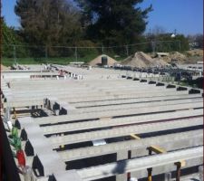 Pose des poutrelles de la dalle