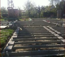 Pose des poutrelles de la dalle