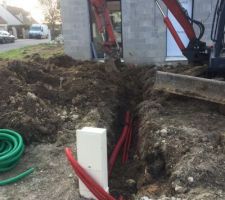 Terrassement : raccordement Partie privée, pose du coffret Edf