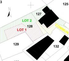 La copropriété. Notre lot est le lot 2 (en vert)