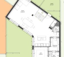 Plan RDC maison en v