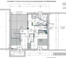Plan de l'étage:
- 2 chambres
- 1 SDB
- 1 WC
- Vide sur séjour