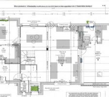 Plan du RDC:
- 1 chambre avec Dressing et SDB
- 1 grande pièce de vie ouverte
- 1 bureau
- 1 garage et celier
- 1 wc