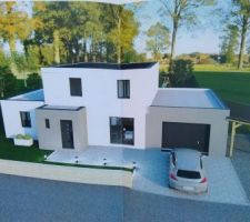 Maison contemporaine toit plat - 127m2 habitable 
Vue façade avant