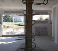 Poteau porteur : Coffrage du nouveau poteau avec l'aide de l'ancien
Reprise du ferraillage dans la dalle et le poteau b&eacute;ton