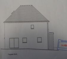 Plan de la maison, face sud