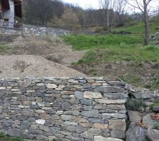 J7 terrassement quasiment terminé, drain le long de la maison remis en place proprement et terre replacée dans le talus au dessus du mur, ceci permettant d'y aménager des cheminements.... Le travail le plus dur est fait....